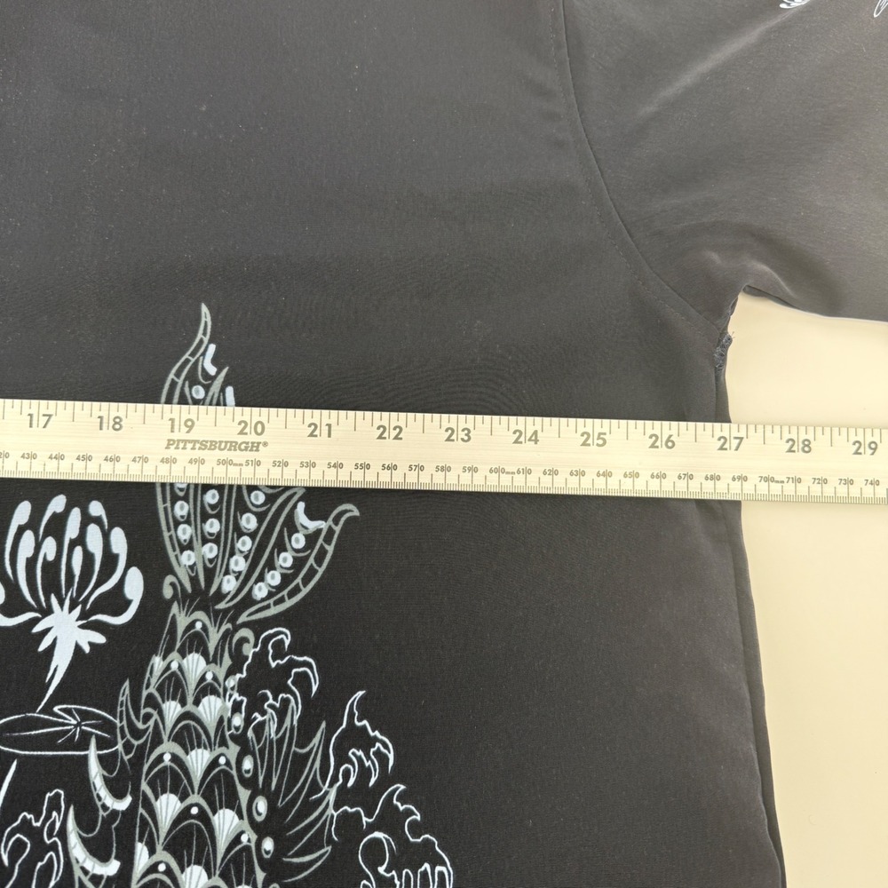 7 Diamonds Mens XL Black Koi Fish Tribal Graphic Button Down Short Sleeve Shirt - Picture 6 of 7